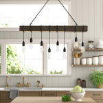 Eleesia 8-Light Dimmable Wood and Metal Linear Pendant