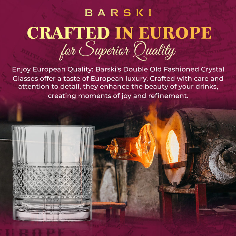 Barski Clear Crystal Double Old Fashioned Whiskey Glasses Set of 2
