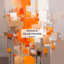 Rideaux abstraits occultant orange brun brun - 1 panneau Cubism-107809012