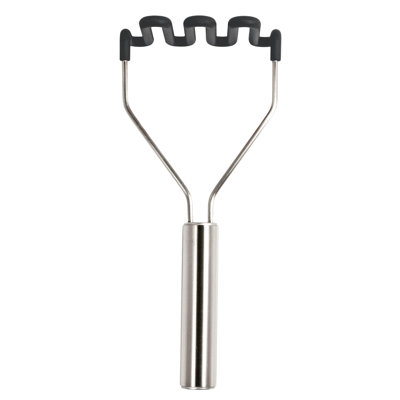 Tovolo Silicone Potato Masher with Stainless Steel Handle for Potatoes and Avocados, Charcoal