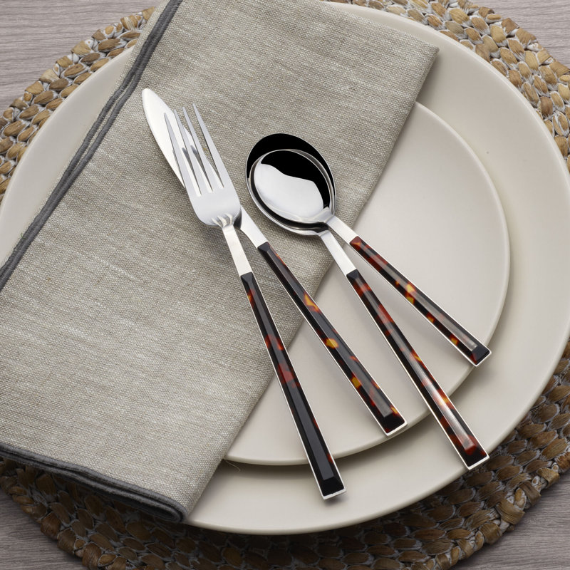 Tortoise 16-Piece Colorful Stainless Steel Flatware Set