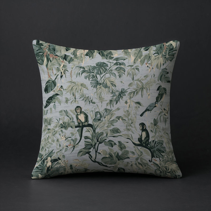 Coussin décoratif intérieur et extérieur Modern, Gris / floral 3, Carré 18 po