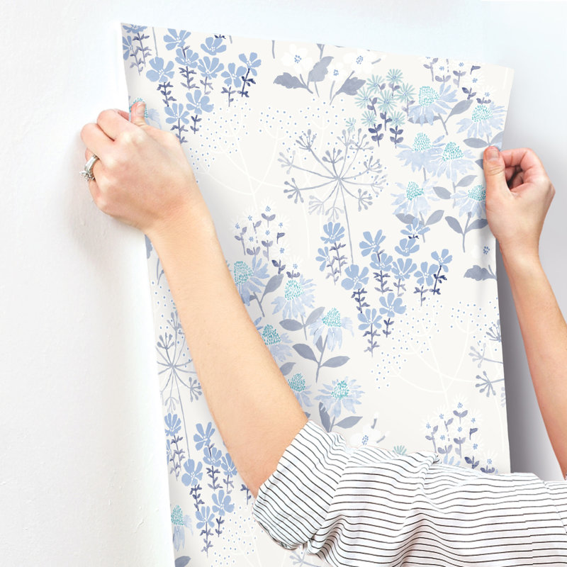 Floral Wallpaper Double Roll, Blue