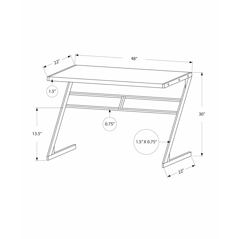 Bureau d'écriture avec pieds en métal, bureau d'ordinateur pour bureau à domicile, Espresso/gris