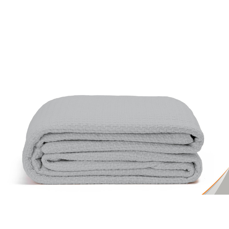 Couverture 100% coton tissée à la main, Gris clair, Double / double