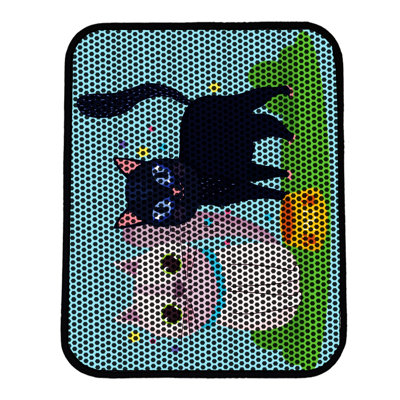 Tapis pour litière de qualité supérieure, 18 po x 24 po | 50% PVC / 50% polyester, lavable à la machine et passer l'aspirateur | Conception durable et facile à nettoyer pour les propriétaires d'animaux de compagnie | Protégez vos planchers des dégâts de la litière