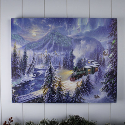 Christmas Train 16x20 Fiber Optic Canvas