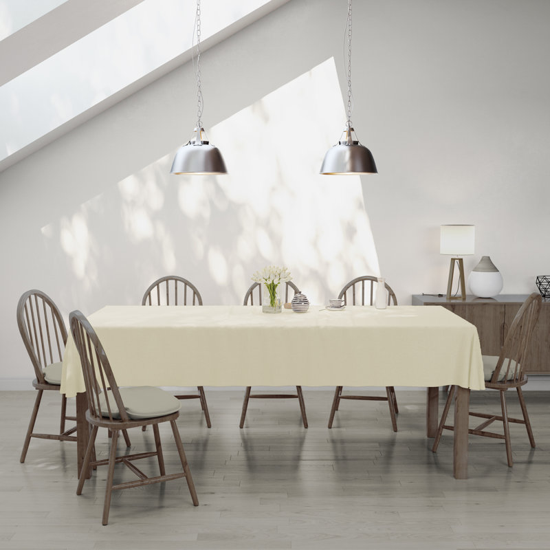 Nappe ronde en polyester Vallejos, 144 po x 60 po, oblong, Blanc cassé