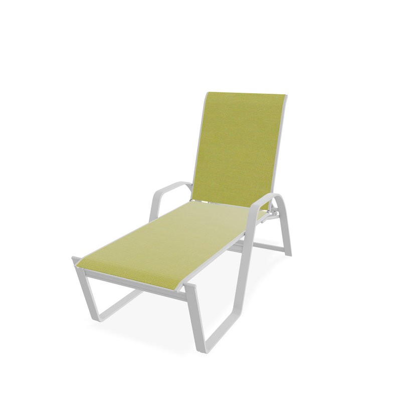 Chaise longue empilable Aruba II, Lime, Blanc