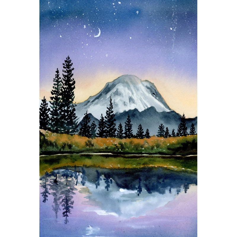 Mountains 2, Silver Single Picture Framed Paper, No Mat, 48" H x 32" W