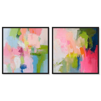 "Brushwork", ensemble de 2 toiles Dopamine par Art Remedy
