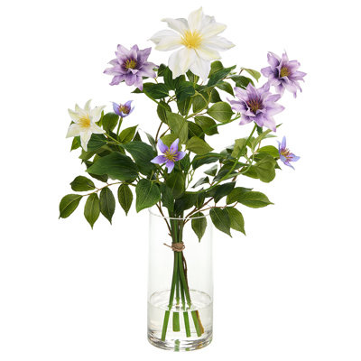 20"Hx15"Wx15"L Clematis Arrangement In Glass Vase