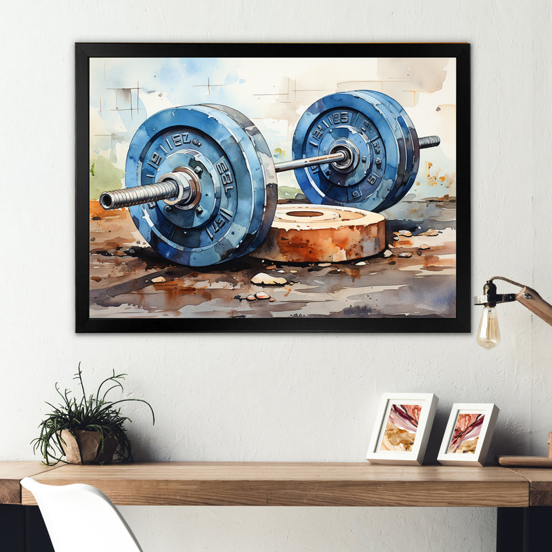 Weightlifting II - Weightlifting Wall Decor, Black Single Picture Framed, 34" H x 44" W x 1.5" D