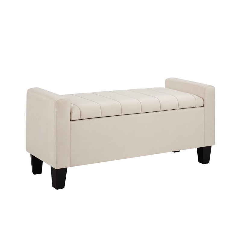 Jade Upholstered Ottoman Storage Bench, Beige