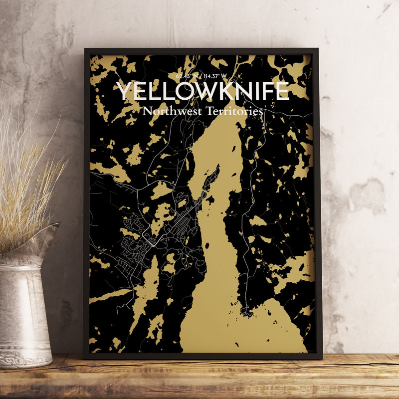 Yellowknife City Map - No Frame Print, 43.2cm H x 27.9cm W x 0.13cm D