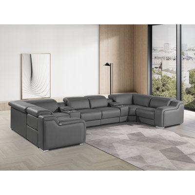 Canapé modulaire inclinable en cuir italien à grain supérieur de 8 pièces Stanwin