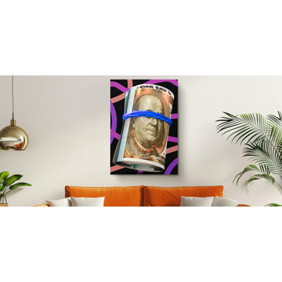 Stack of Money Dollar Bills Canvas Art Print