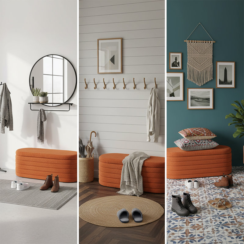 Banc de rangement rembourré Classic, Orange
