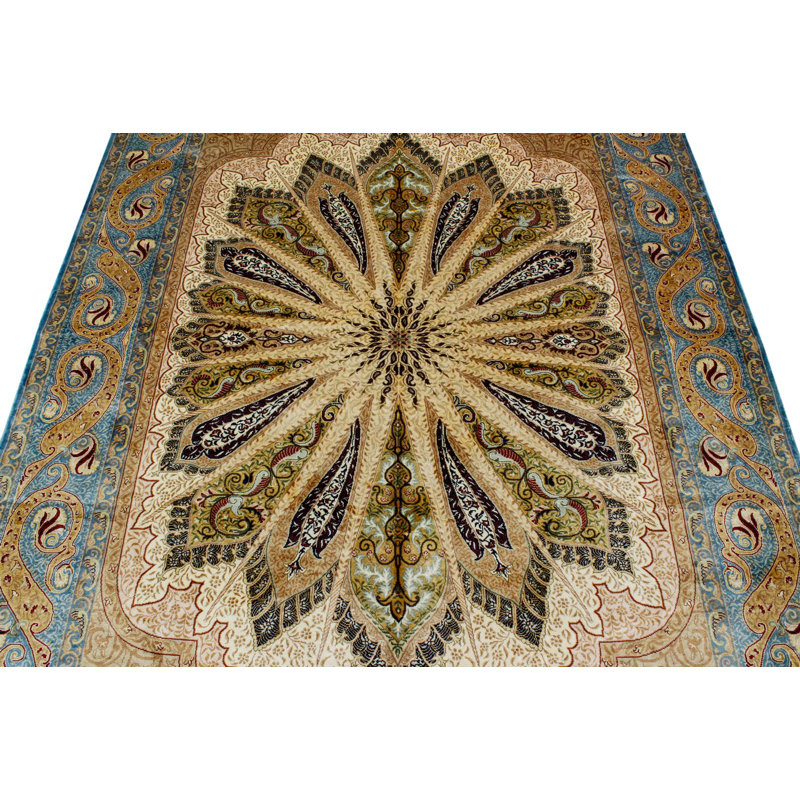 Tapis turc ivoire et bleu 5 x 7