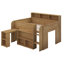 Lit mezzanine double avec bureau et cadre de lit mezzanine en bois avec DEL et plusieurs tablettes de rangement-446076410