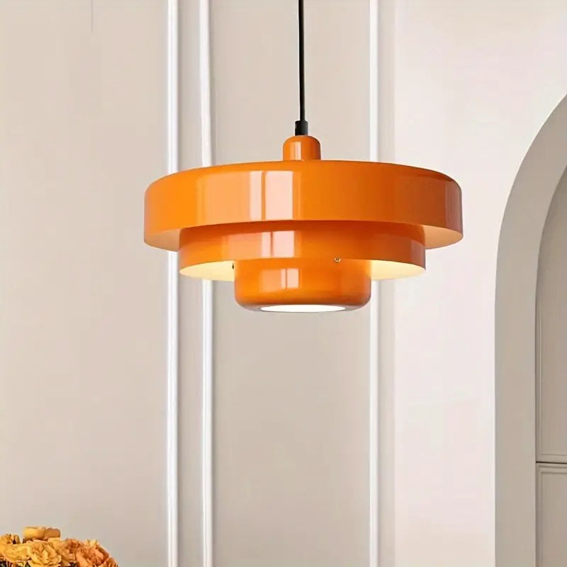 Luminaire suspendu de style Mid-Century à 3 niveaux avec abat-jour encastré en métal 3 lumières pour table de salle à manger