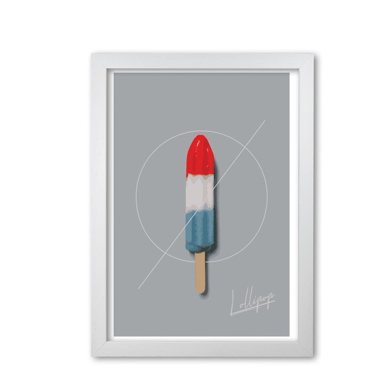 Ice Lolly - Print, White Grain Frame, 42 cm H x 30 cm W x 5 cm D