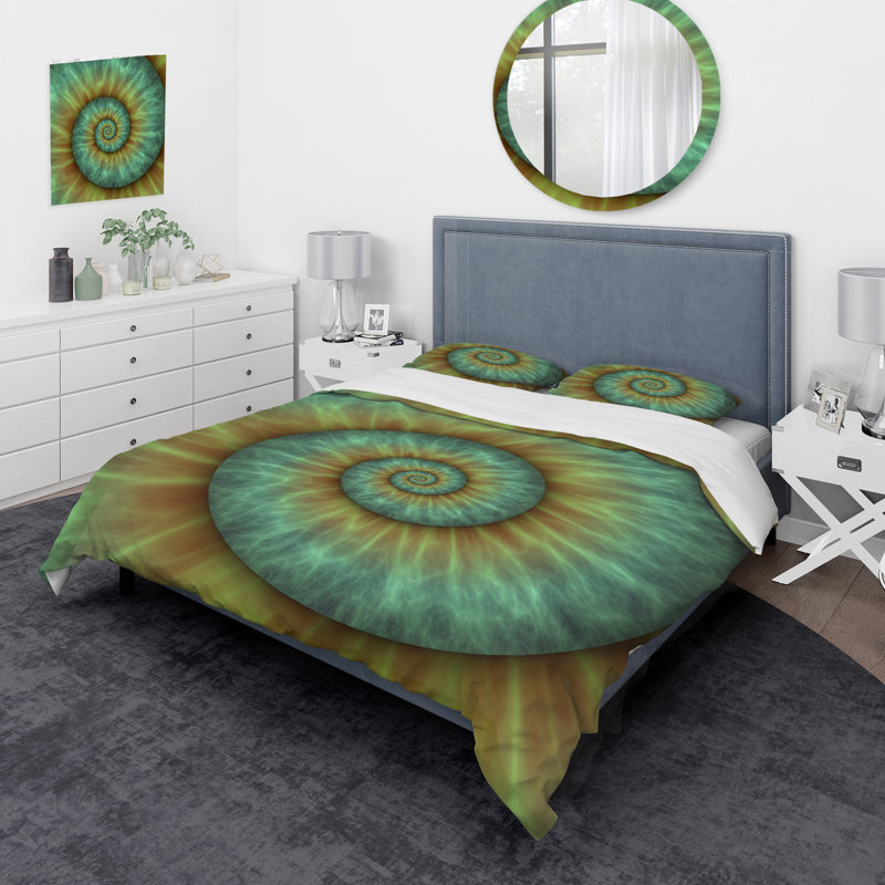 Ensemble de housse de couette Spiral Bright Fractal Geometric VI - Microfibre polyester