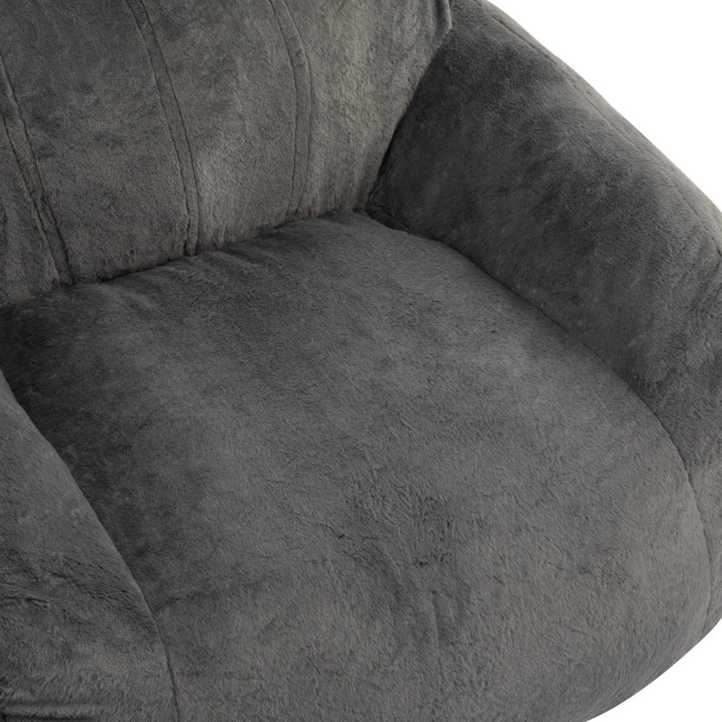 Fauteuil à billes d'intérieur, fausse fourrure grise