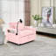 Canapé-lit convertible 3-en-1 avec dossier réglable, ports USB, porte-gobelets pour petits espaces Sofas | Rose | Velours-3531158