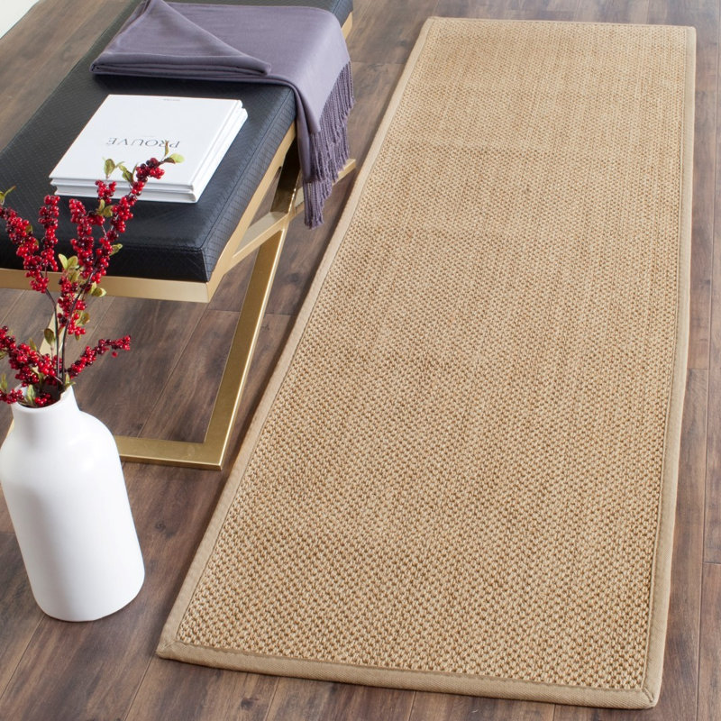 Benevides Natural Fiber Sisal Pile Solid Color Rug, Runner 2'6" x 12'