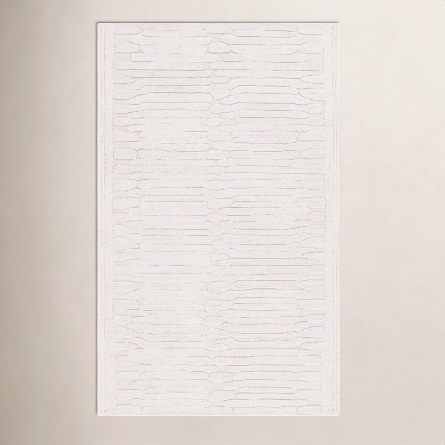 Elona Ivory Hand-Tufted Abstract Wool Rug, Rectangle 5' x 8'