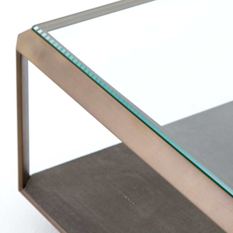 Shagreen Coffee Table, Antique Brass