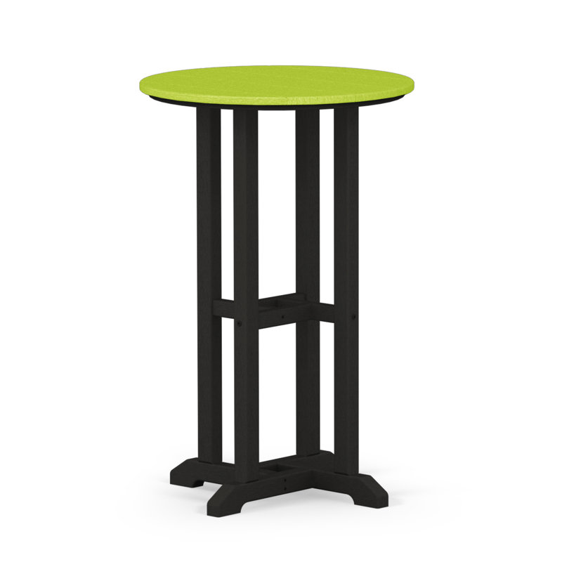 Table de salle à manger POLYWOOD Tables, 29" H x 24" W x 24" L, Noir / Lime