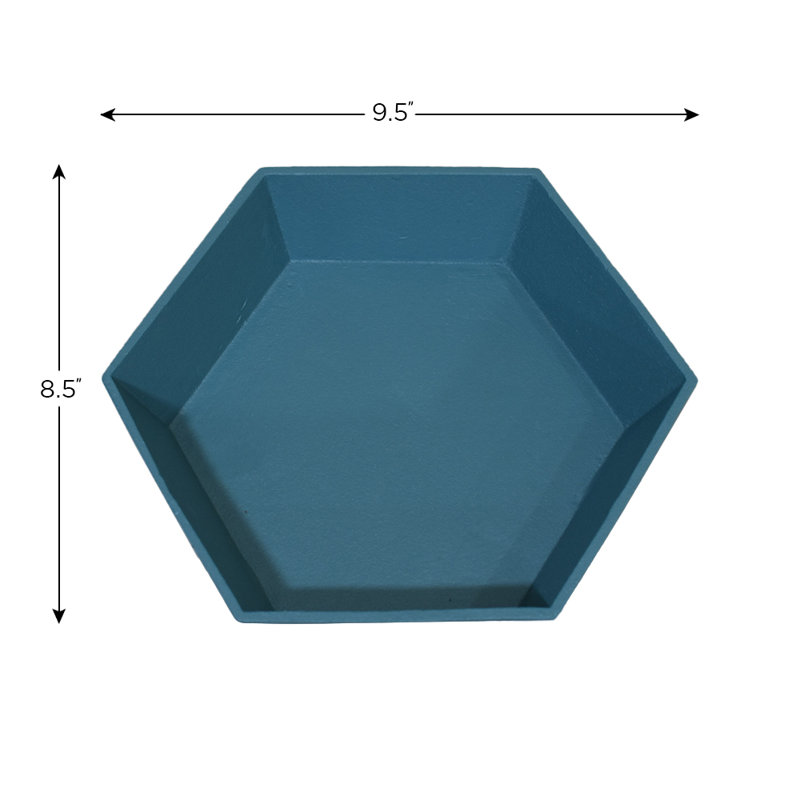 Bol décoratif en aluminium Gupton, H 3,9 po x l 8,4 po x P 9,6 po, Bleu clair