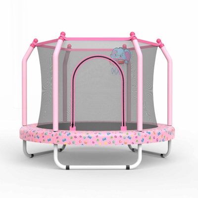 55-inch Indoor & Outdoor Trampoline for Kids with Basketball Hoop, Safe and Fun Bouncing Experience
