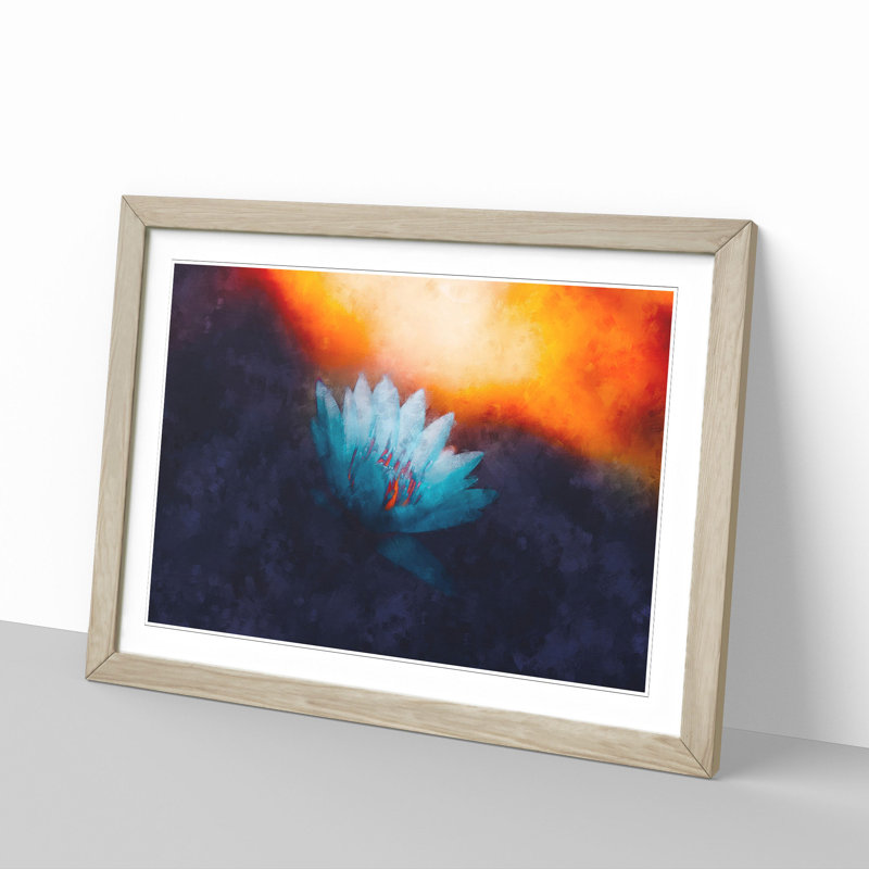 Lotus Flower - Picture Frame Graphic Art Print, 33cm H x 45cm W x 2cm D, Oak Framed