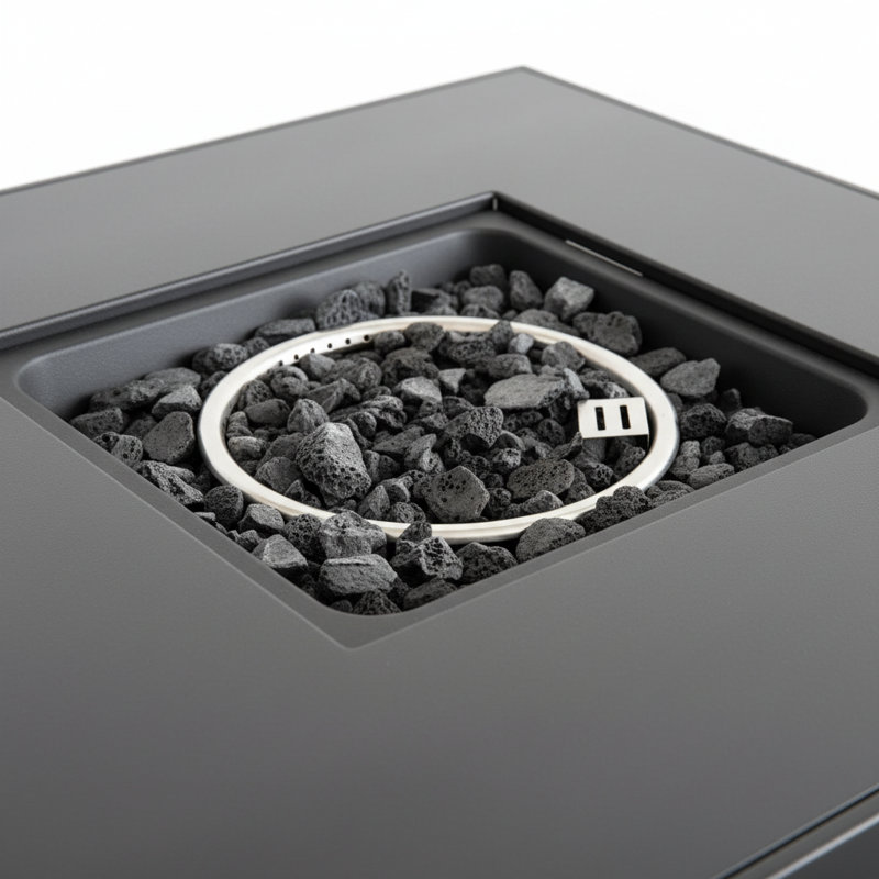 25" H X 30" W Steel Outdoor Fire Pit Table With Lid, Gray