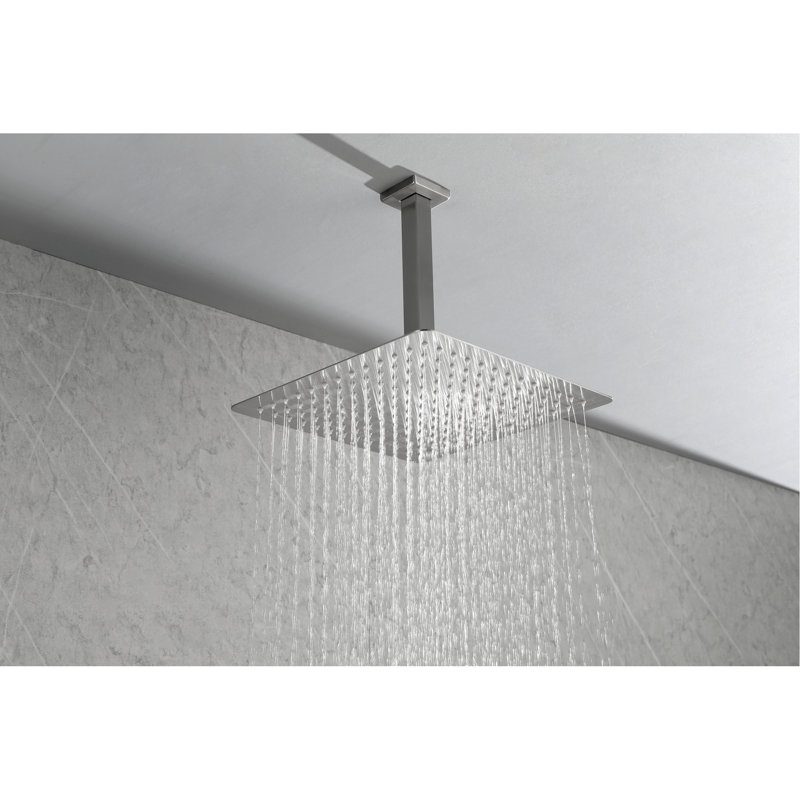 Pomme de douche à pluie en acier inoxydable, autonettoyante, nickel brossé, pomme de douche carrée de 10 po à économie d'eau, résistance à la corrosion, revêtement complet du corps
