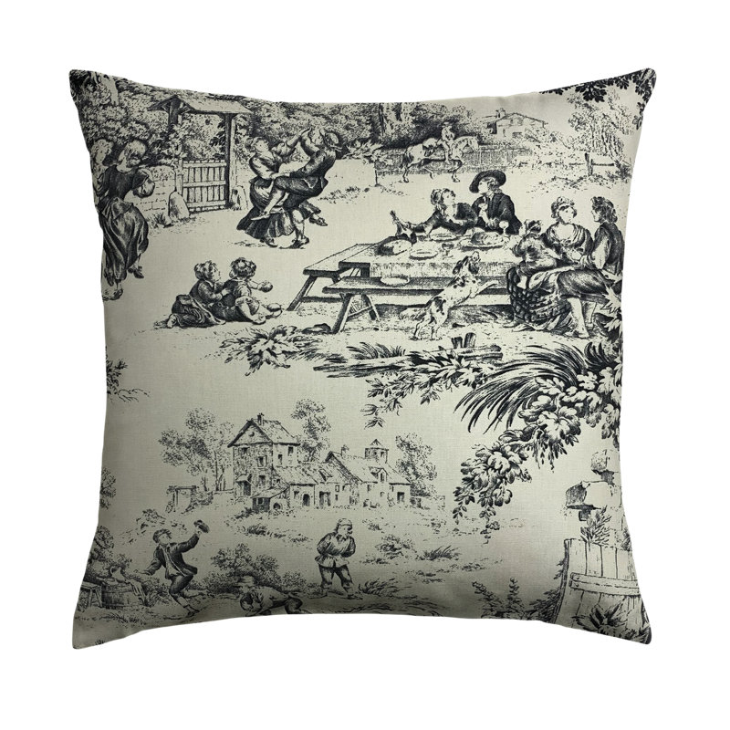 Square Cotton Pillow Cover & Insert, Black