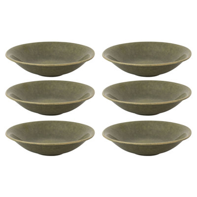 Round Stoneware Low Bowls In Reactive Glaze