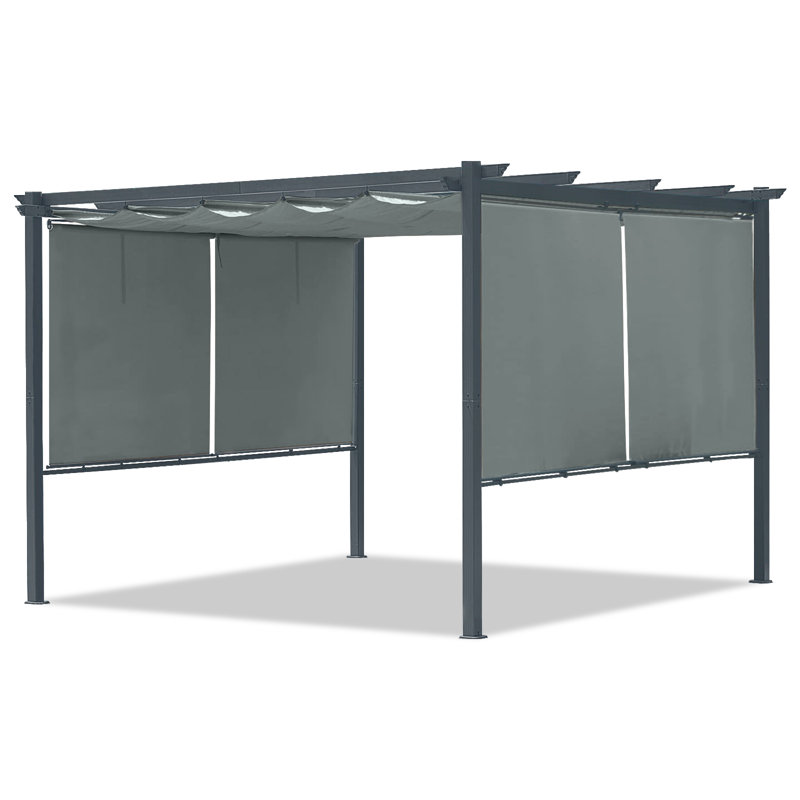 Aoodor Aluminum Pergola with Canopy, 12 ft. x 12 ft., Dark Gray