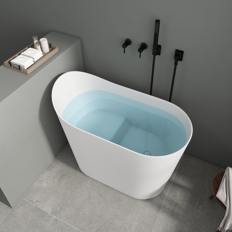 43'' X 23'' Freestanding Soaking Solid Surface Bathtub In White