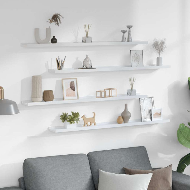 Floating Shelf, White, 1.2'' H x 39.4'' W x 1.2'' D