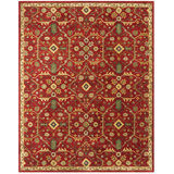 Wool Oriental Area Rug in Rust/Black/Beige/Brown/White/Green/Gray
