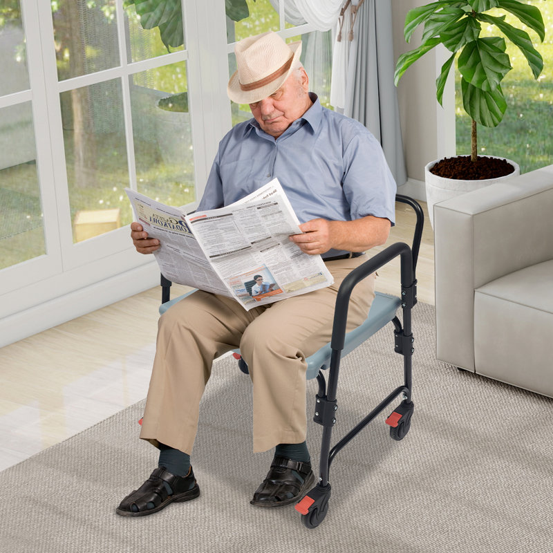 Rolling Commode Chair With Locking Wheels Heavy-Duty Toilet Chair For Home, Bedroom & Care Use