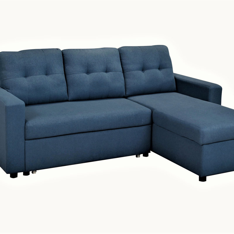 Convertible L-Shaped Sectional Sleeper Sofa Bed, Blue