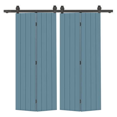 Modern Bi-Fold Double Barn Door with Sliding Hardware Kit