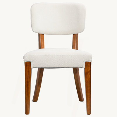 Ensemble de 2 chaises d'appoint modernes sans accoudoirs, modernes et beiges avec pieds en bois