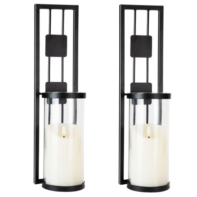 Wall Sconces Candle Holder Set Of 2, Modern Metal Rustic Wall Decor For Living Room, Dining Room, Bedroom, Bathroom(black)