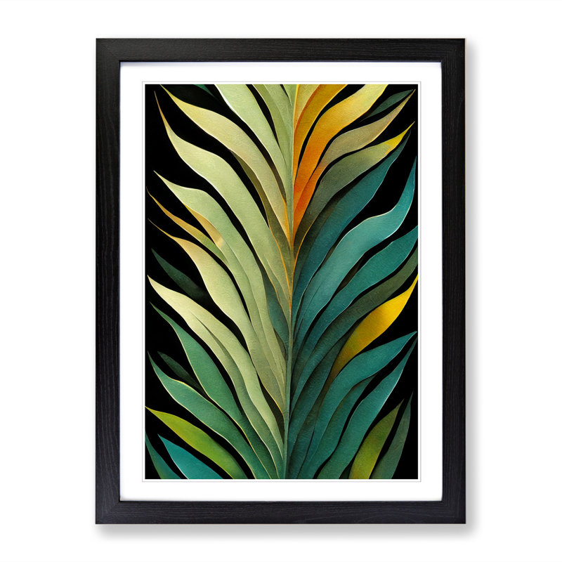 Abrom Fern Leaf Classic Art Vol.4 - Picture Frame Print, 64cm H x 46cm W x 2cm D, Walnut